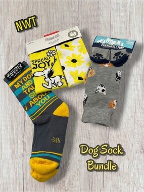 Women's Dog Sock Bundle: NWT! Peanuts Snoopy, Gumball Poodle, Pawsitively Fun